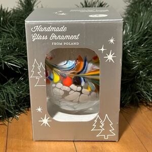 Zorza Mouth-Blown Colorful Art Glass Christmas Ornament Made in Poland 4”D NIOB